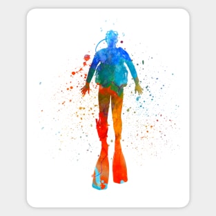 Man scuba diver in watercolor Sticker